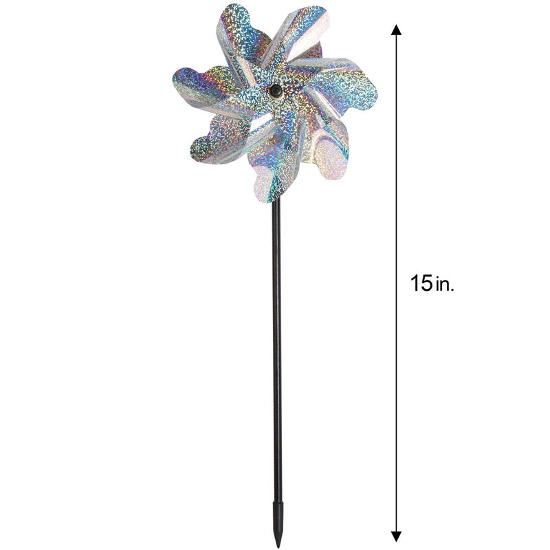 Tapix Bird Blinder Pinwheels (10 Pack) 15 inch Pinwheel Bird Deterrent, Holographic Pin Wheels for Yard and Garden, Garden Spinners - Image 2